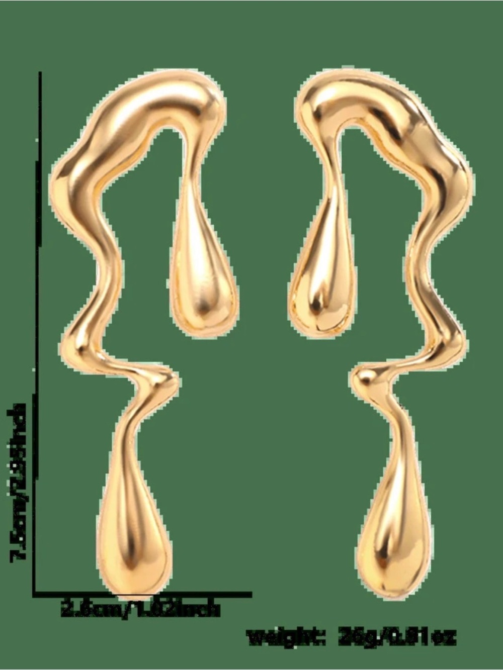 Gold Abstract Drop Statement Earrings - Women's Jewelry - Picture 5 of 5